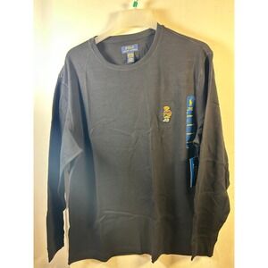 Polo Ralph Lauren 2xl Mens Waffle Knit Thermal Sleep Shirt Polo Bear Black NWT